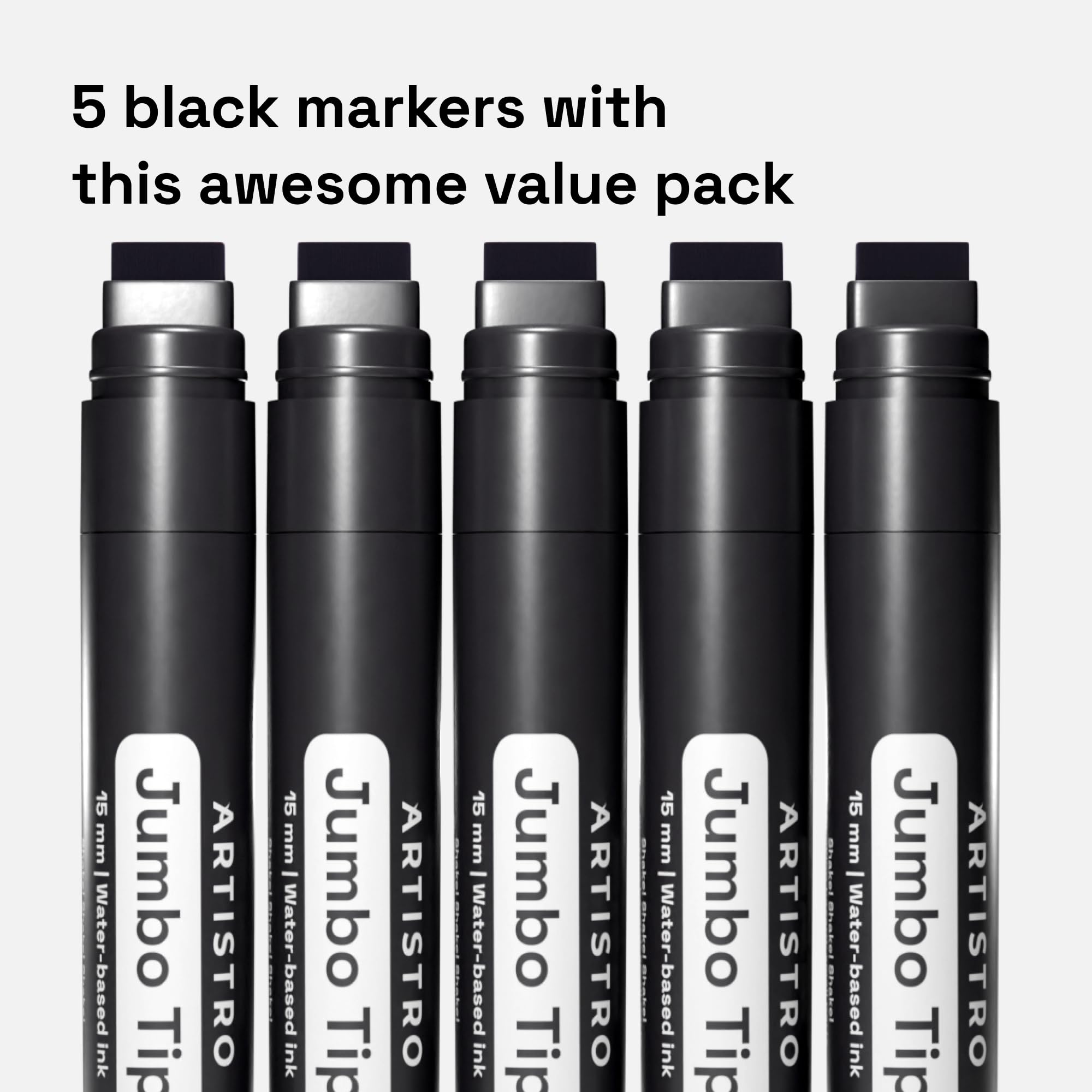 ARTISTRO 5 Black Acrylic Paint Pens, Acrylic Paint Markers Jumbo Tip, Fabric Markers for Textile, Canvas, Rock, Glass, Wood, Paper, DYI, Pens for Kids and Adults