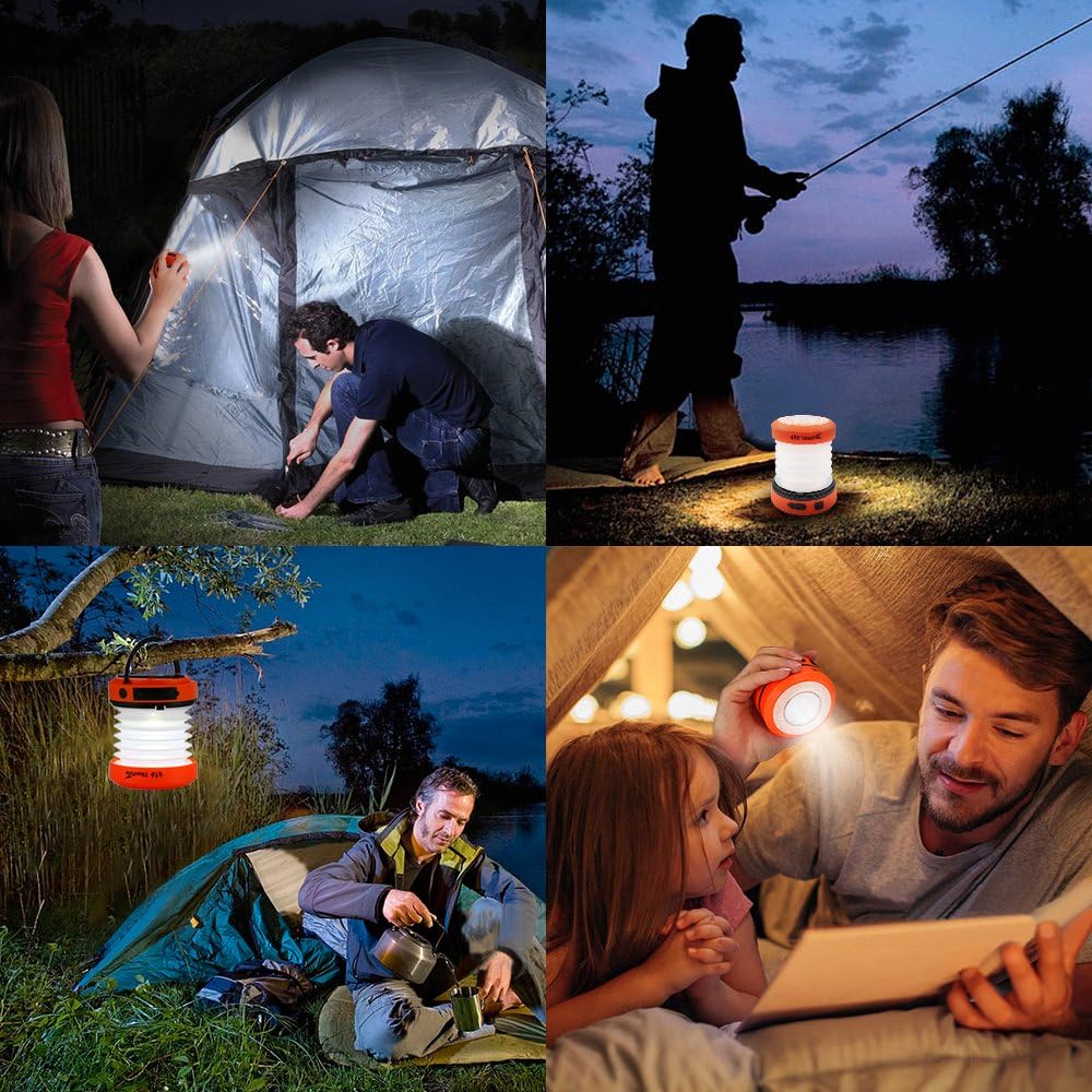 ThorFire LED Camping Lantern Lights Hand Crank USB Rechargeable Lanterns Collapsible Mini Flashlight Emergency Torch Night Light Tent Lamp for Camping Hiking Tent Garden Patio - CL01: Sports & Outdoors