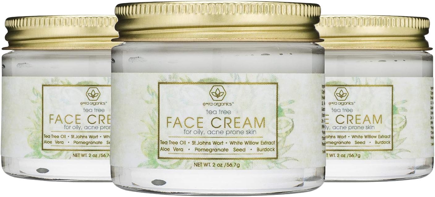 Face Moisturizer For Oily Skin - (3 pack) Natural & Organic Facial Moisturizer with 7X Ingredients For Rosacea, Cystic Acne, Blackheads & Redness For Oily, Acne Prone Skin 2oz Era-Organics