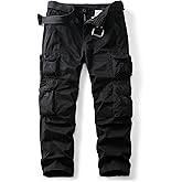 AKHIKING Men's Camo Cargo Work Pants Ripstop Causal Cotton Wild BDU Trousers with 8 Pockets (No Belt)
