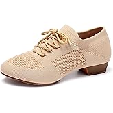 ZYXNYGV Women's Dance Shoes Closed Toe Lace-up Split-Sole Standard Practice Social Salsa Ballroom Latin Jazz Beginner Teaching Dance Shoes