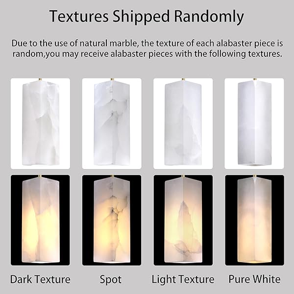 DORAIMY LIGHTING NATURAL ALABASTER SQUARE MARBLE HANGING KITCHEN ISLAND MODERN INDUSTRIAL FARMHOUSE PENDANT CEILING LIGHT FIXTURES,2 PACK BLACK FINISH OVER SINK RESTAURANT BAR CORRIDOR