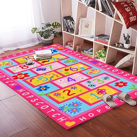 Hebe Kids Area Rug Alphabets And Numbers Pink Children S Rugs Baby Nursery Rugs Carpet For Girls Bedroom Playroom Play Mat School Classroom Learning