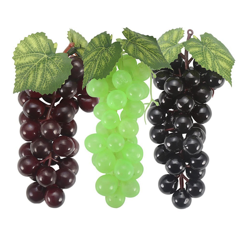 SENREAL Artificial Grapes 6 Bunches Fake Grapes Rubber Lifelike Grapes