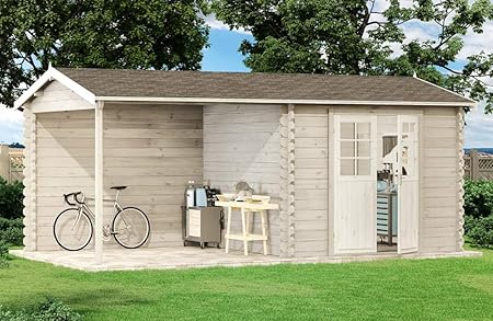 Alpholz Gartenhaus Max 44 Iso Mit Holzdach Boden Garten Blockhaus Mit Echtglas Fenster Massivholz Blockhutte Ohne Tauchimpragnierung Normal Amazon De Garten