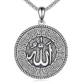 S925 Sterling Silver Cross/Memento Mori/Anchor/Lion/Om/Star Of David/Aztec Calendar/Eye Of Horus/Arrowhead/Saint Benedict Pendant 22+2" Stainless Steel Chain Necklace Jewelry Gifts for Men Women