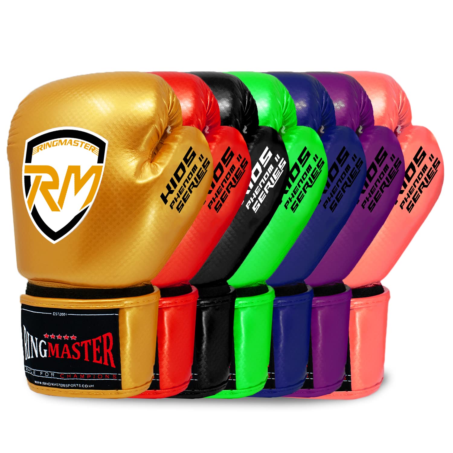 RingMaster Sports Kids Boxing Gloves Carbon Leather Training Sparring Punch Bag Mitt (Gold, 2 oz) โ image 1