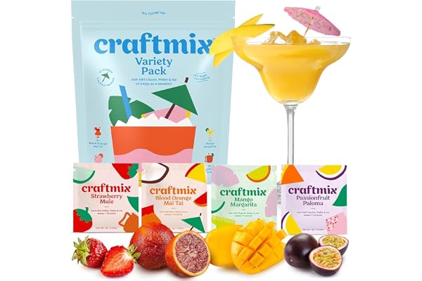 Craftmix Variety Pack Cocktail & Mocktail Drink Mixer, Skinny Mixes - Water Flavoring Packets - Made With Real Fruit - Vegan Low-Carb, Low-Sugar, Non-GMO, Dairy Free, Gluten Free, 12 Pack