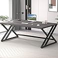 LVB Long Rustic Computer Desk, Industrial Large Wood Metal Office Desk, Modern Pc Study Gaming Writing Table for Two Person, Workstation Executive Desk for Home Bedroom Living Room, Dark Gray, 70 Inch