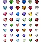 Cheriswelry 240pcs Glass Rhinestone Cabochons Pointed Back Heart Shape Cabochons Birthstone Gem Faceted Cabochon Colorful Shiny No Hole Beads Charms for Earring Bracelets Necklaces Jewelry Making