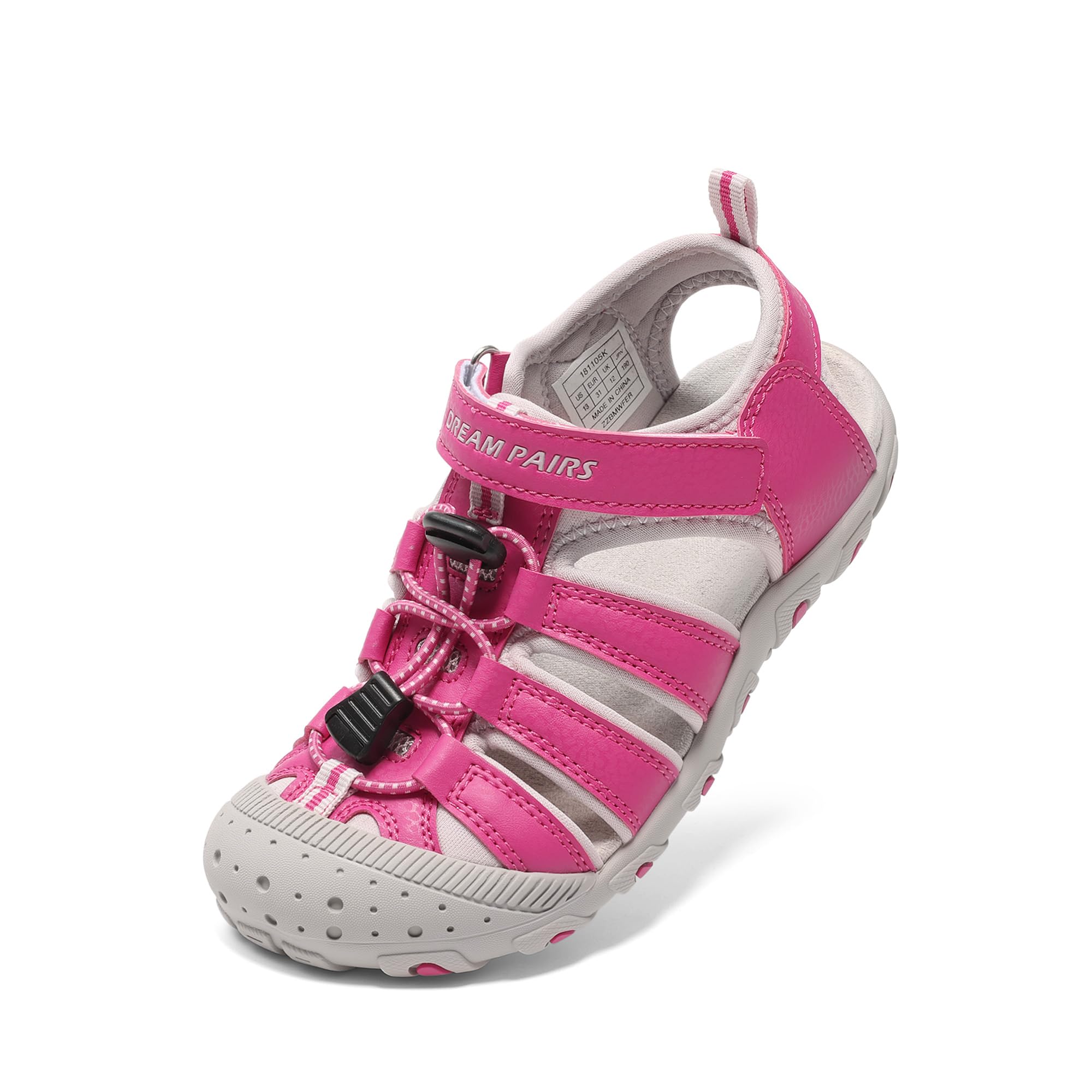 DREAM PAIRS Boys Girls Closed-Toe Outdoor Summer Sport Sandals for Toddler/Little/Big Kid,Size 11 Little Kid,Hot Pink,181105K Image