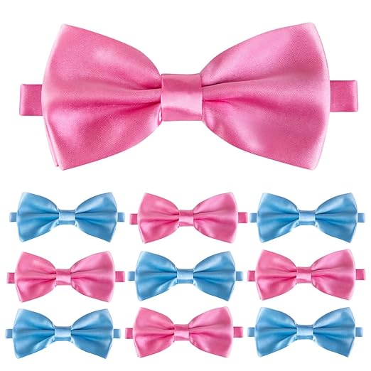 PROLOSO 20pcs Baby Gender Reveal Bowties for Baby Shower - Pink and Blue Boy or Girl Party Best Choice