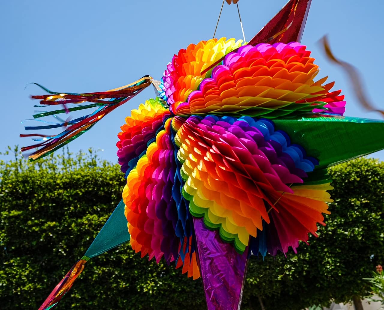 Mexican Star Pinata Festive Rainbow Colorful Pinatas Party Decorations 32 Inch Authentica Birthday Pinata for Kids Birthday Party Dia de Los Muertos Big Mixed Colors Foldable Pinata, 5 de Mayo
