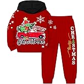 TyeSmo Toddler Boy Christmas Outfit 3t 4t Christmas Outfit Boys Dinosaur Printed Long Sleeve Hoodie Pant Sets Fall Winter Red