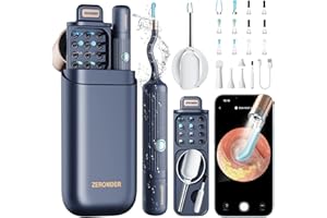 Ear Wax Removal Tool Camera: ZERONDER I35R Ear Cleaner with Flexible Ear Camera Otoscope - Visual Ear Pick Tweezers Wax Remover - Ear Cleaning Kit for Family