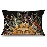Solekla Vintage Sun with Woodland Treasures Cotton Linen Throw Lumbar Pillow Case Cushion Cover Home Office Decorative Rectangle 12 X 20 Inches