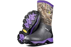 D DRYCODE Rubber Boots for Women, 4.5mm Neoprene Insulated Rain Boots, Waterproof Mid Calf Mud Work Boots for Womens Hunting, Water Fishing, Farming, Garden