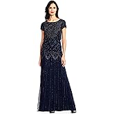 Adrianna Papell Women's Short Sleeve Beaded Gown