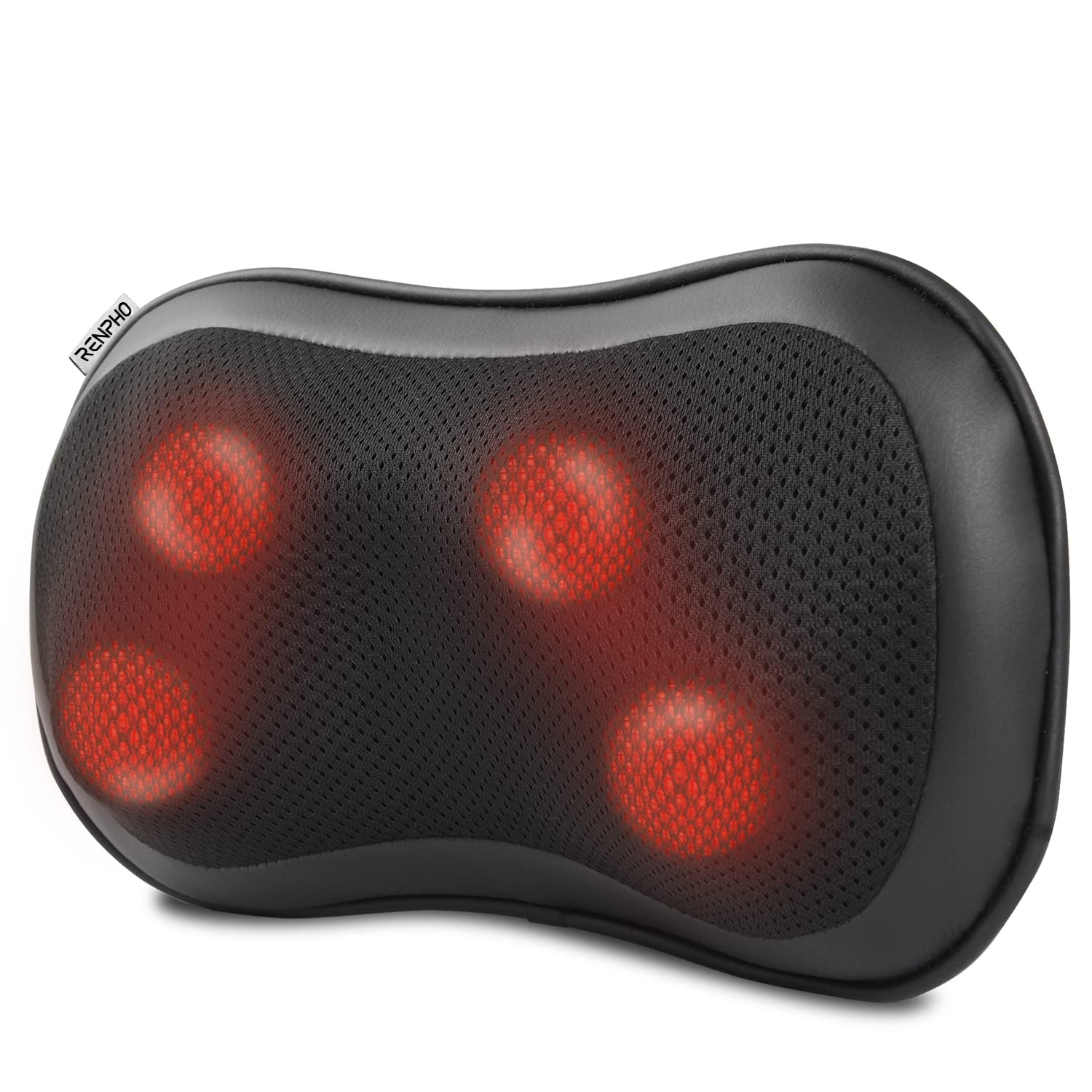 RENPHO Back Massager with Heat, Ultra Slim Shiatsu Lower Back Neck Massage Pillow, 3 Speeds with Net Cover Electric Shoulder Massage for Home Office