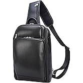 Polare Modern Style Sling Shoulder Bag Men’s Travel/Hiking Daypack with Full Grain Italian Leather and YKK Zippers