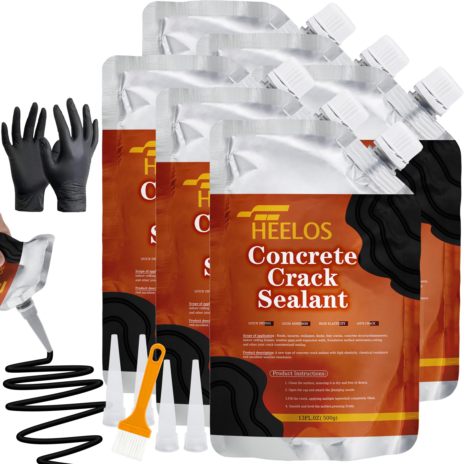 Photo 1 of Asphalt Crack Filler, 6Pack High Elasticity Driveway Crack Filler, Self Leveling Waterproof Asphalt Sealant for Driveway, Walkway, Road, Blacktop Joint Filler, Flexible Concrete Sealer(Black)