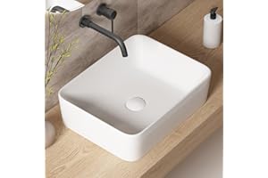 Rectangle Vessel Sinks for Bathrooms - OCEALAGOON 19x15 Inch Modern Bathroom Sinks Above Counter Vessel Sink Ceramic Sink Bowl Wash Basin Sink Glossy White