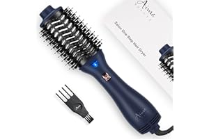 One Step Hair Dryer & Volumizing Hot Air Brush, Aima Beauty Hair Blow Dryer Brush, Ceramic Straightener Brush, Curler & Hot Comb 4 in 1 Salon Ionic Hair Brush, Prussian Blue