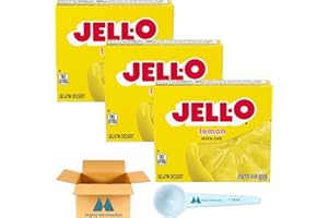 Jell-O Lemon Gelatin Mix - 3 oz Boxes (Pack of 3) - With Mighty Merchandise Measuring Spoon
