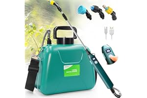 SideKing 1.35 Gallon/5L Battery Powered Sprayer, Electric Sprayer with USB Rechargeable Handle, Battery Indicator, Garden Sprayer with Telescopic Wand, 3 Nozzles, Adjustable Shoulder Strap (Green)