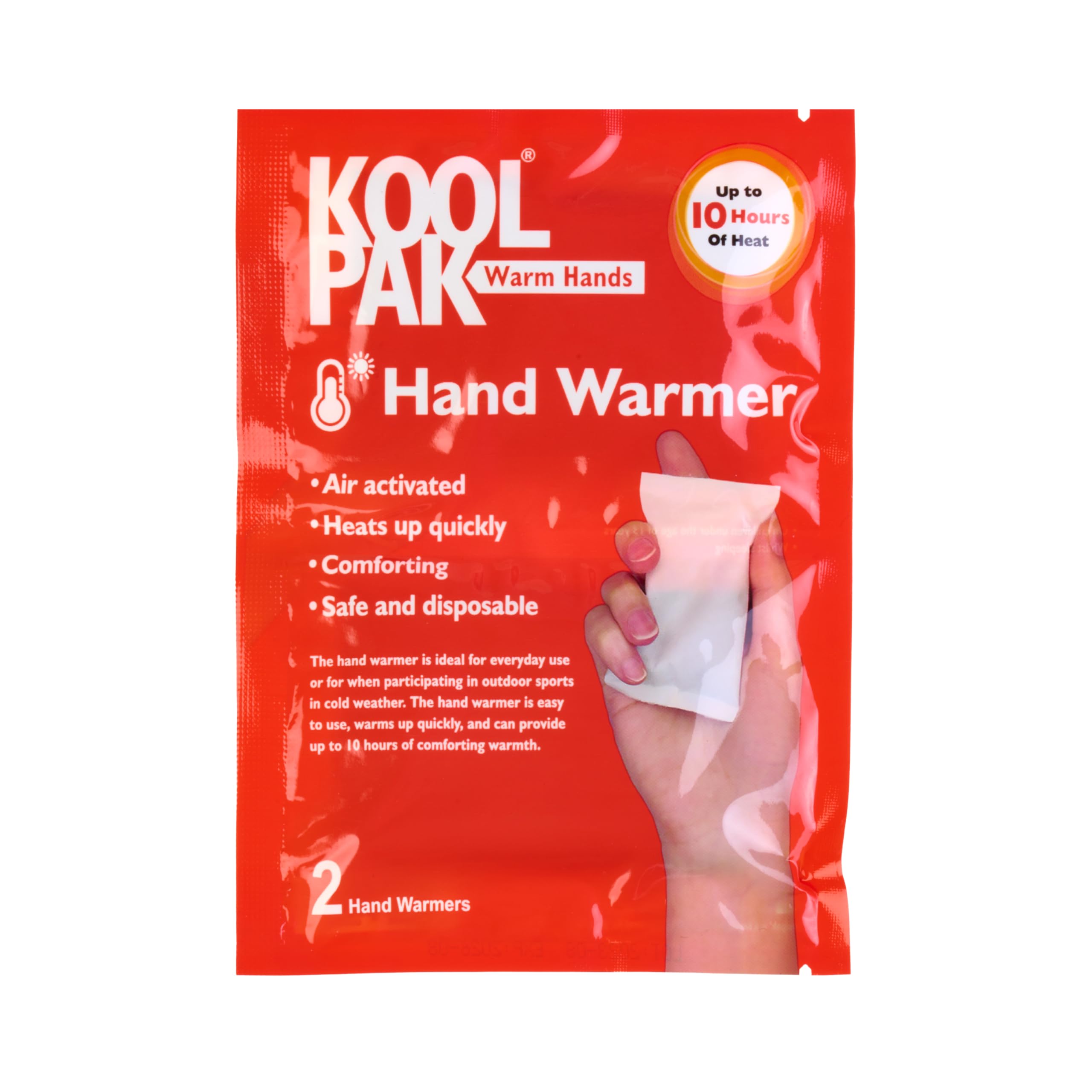 Koolpak 2 x Hand Warmers Disposable Air Activated Heat Pads – Up to 10 Hours of Natural Warmth – Ideal for Cold Weather, Outdoor Sports, Camping, Hiking & Travel – Pocket Size Warmers for Men & Women — image 1