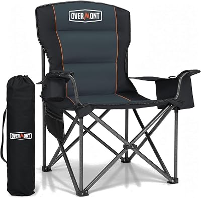 Overmont Oversized Camping Chair 450LBS Heavy Duty with Cooler Bag & Back