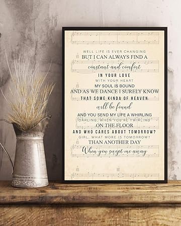 Amazon Com Kalistamao Wall Art Swept Away Song Lyrics Decor