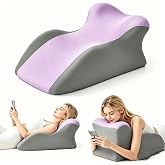 SmileQueen Memory Foam Wedge Pillow for Reading, Legs, Back Support | Purple Wedge Cushion for Bed Rest, TV, Reading, Lumbar Support - High-Density Foam, Breathable, Washable Cover, Non-Slip Base