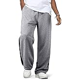 JMIERR Men's Sweatpants Wide Leg Color Block Stripes Tapered Trousers Drawstring Waist Casual Stretch Track Pants