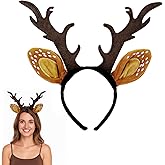 Lusofie Deer Antlers Headband Halloween Reindeer Antlers Headband Christmas Elk Deer Ears Antler Headbands for Xmas Party Supplies Halloween Cosplay Reindeer Headbands antler headpiece