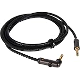D'Addario Guitar Cable - Guitar Lead - Gold Plated - 1/4 Inch Male to 1/4 Inch Male - Circuit Breaker Cable - 10 Feet/3.05 Meters - Straight End/Right Angle - 1 Pack