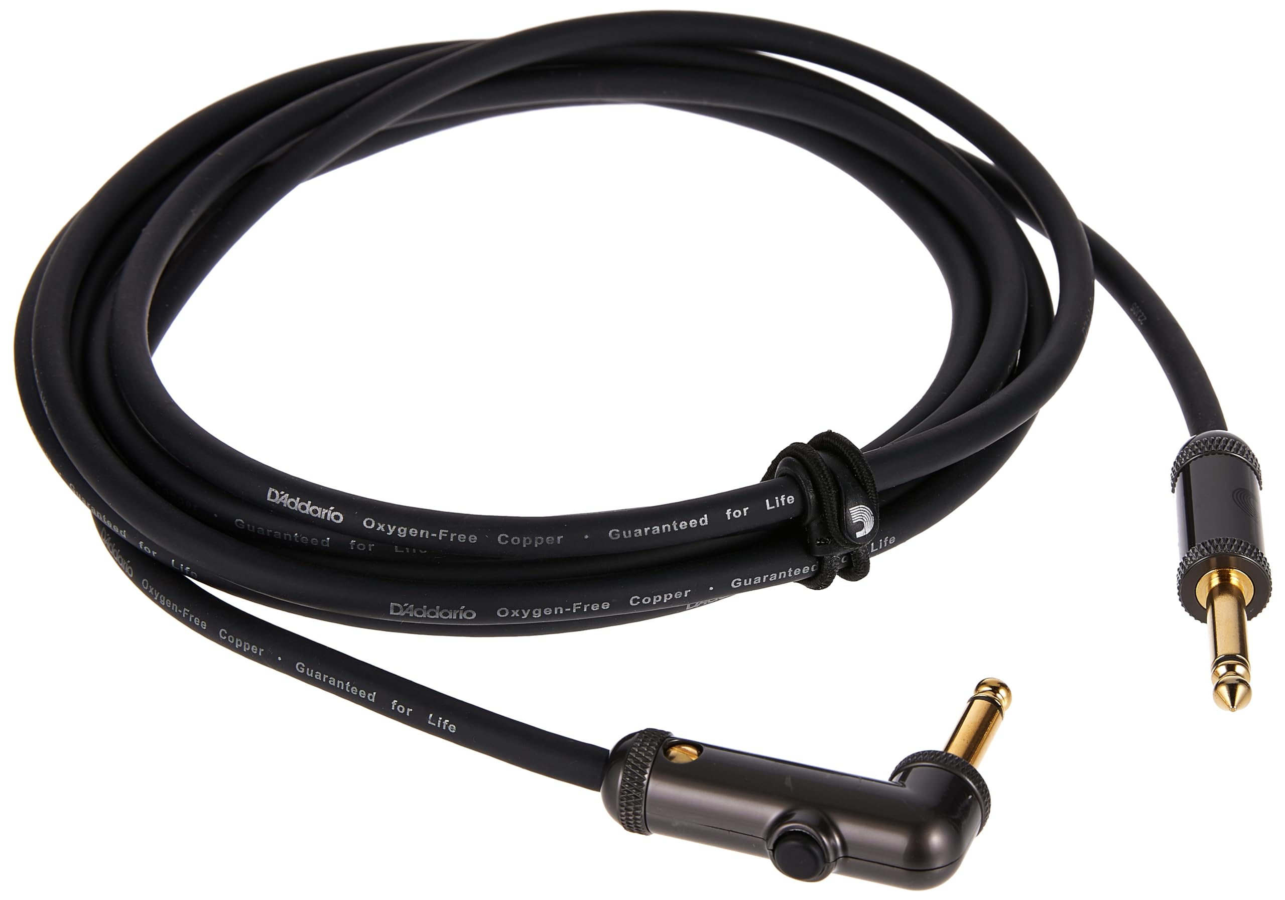 D’Addario Accessories Custom Series Circuit Breaker Guitar Cable - Momentary Kill Switch Instrument Cable with ¼ Inch Ends - On/Off Switch for Silent Instrument Changes - Right Angle, 10 feet