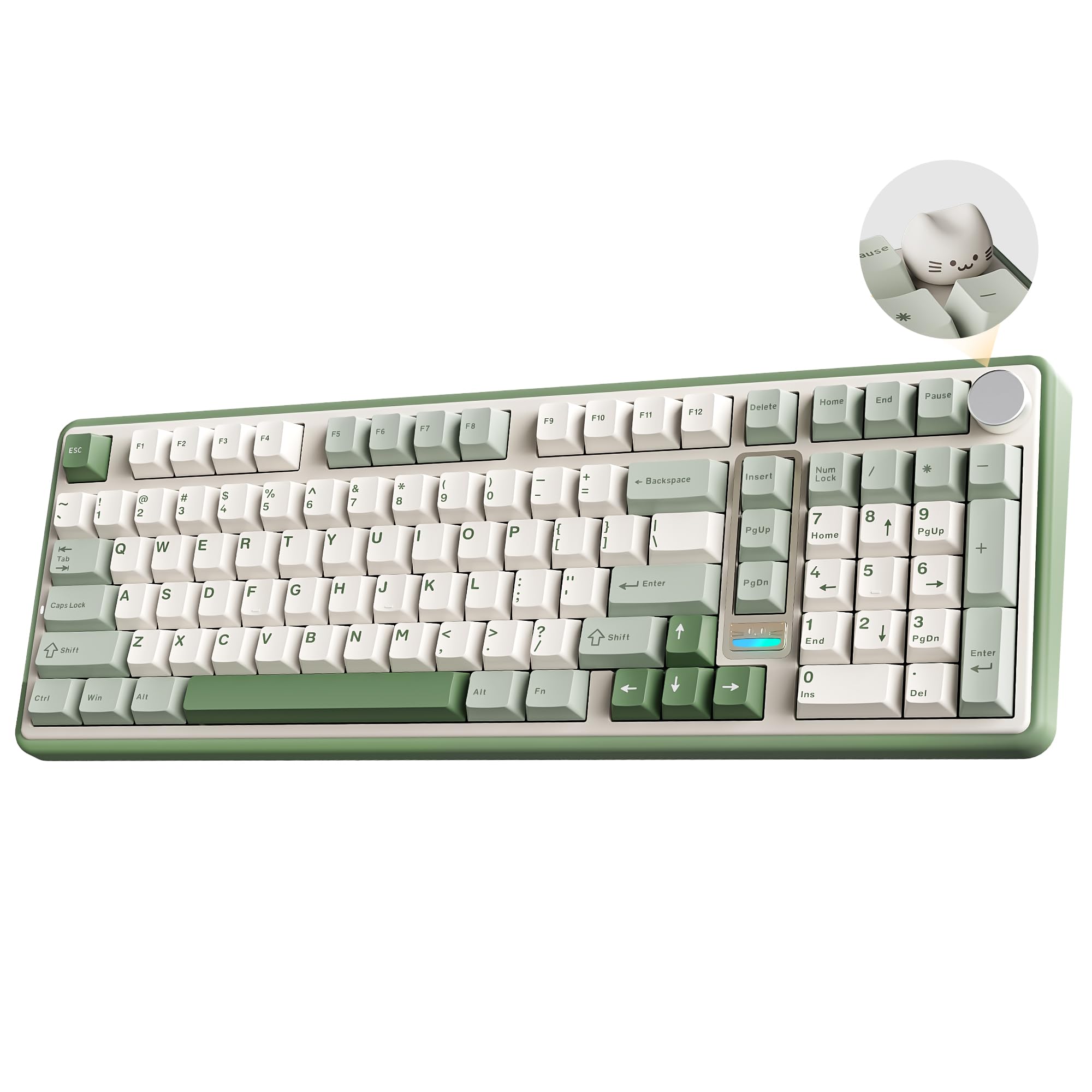 YUNZII B98 PRO 96% Wireless Mechanical Keyboard(Matcha Green, Candy Switch) | QMK/VIA, with Numpad, Dual-Style Knob Design, C