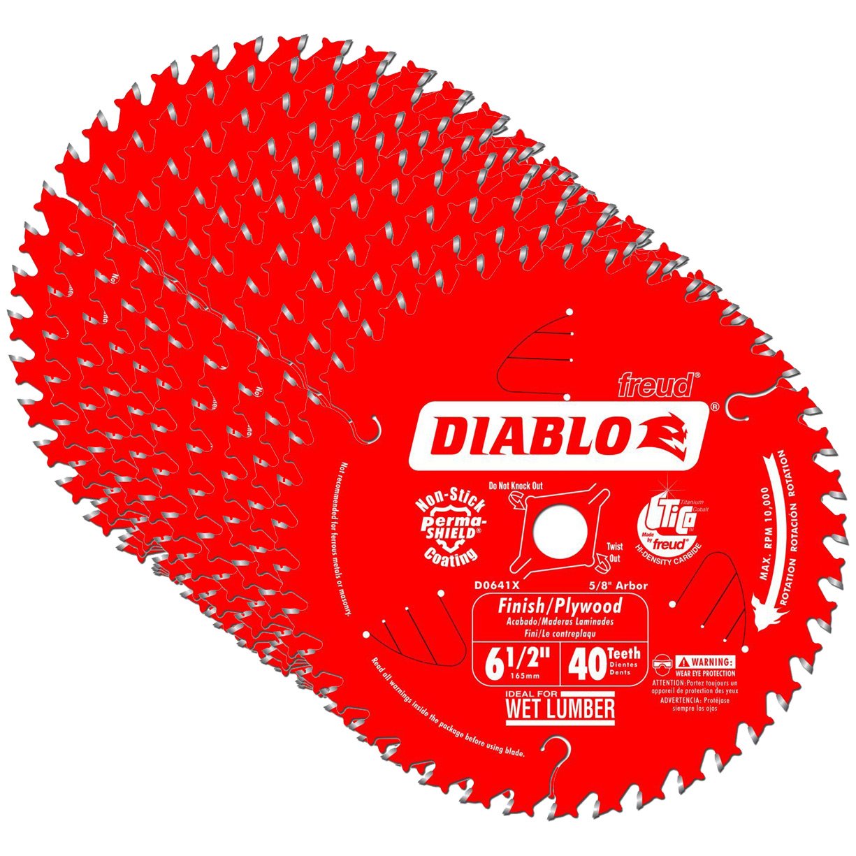 Hoja de sierra para acabado de precisión ATB Diablo de 6-1/2 x 40 dientes (paquete de 10)