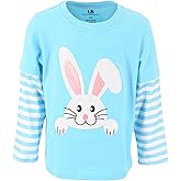 Unique Baby Boys Shirts for Kids and Toddlers Striped Layered Long Sleeve with Embroidery