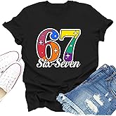 Dabon Six Seven Shirts for Women 67 Meme Tshirt Funny Six Seven Short Sleeve Tee Tops