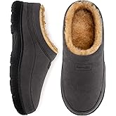 HomeTop Men's Moccasin Slippers Soft Warm Non-slip Memory Foam Indoor House Shoes with Fluffy Lining