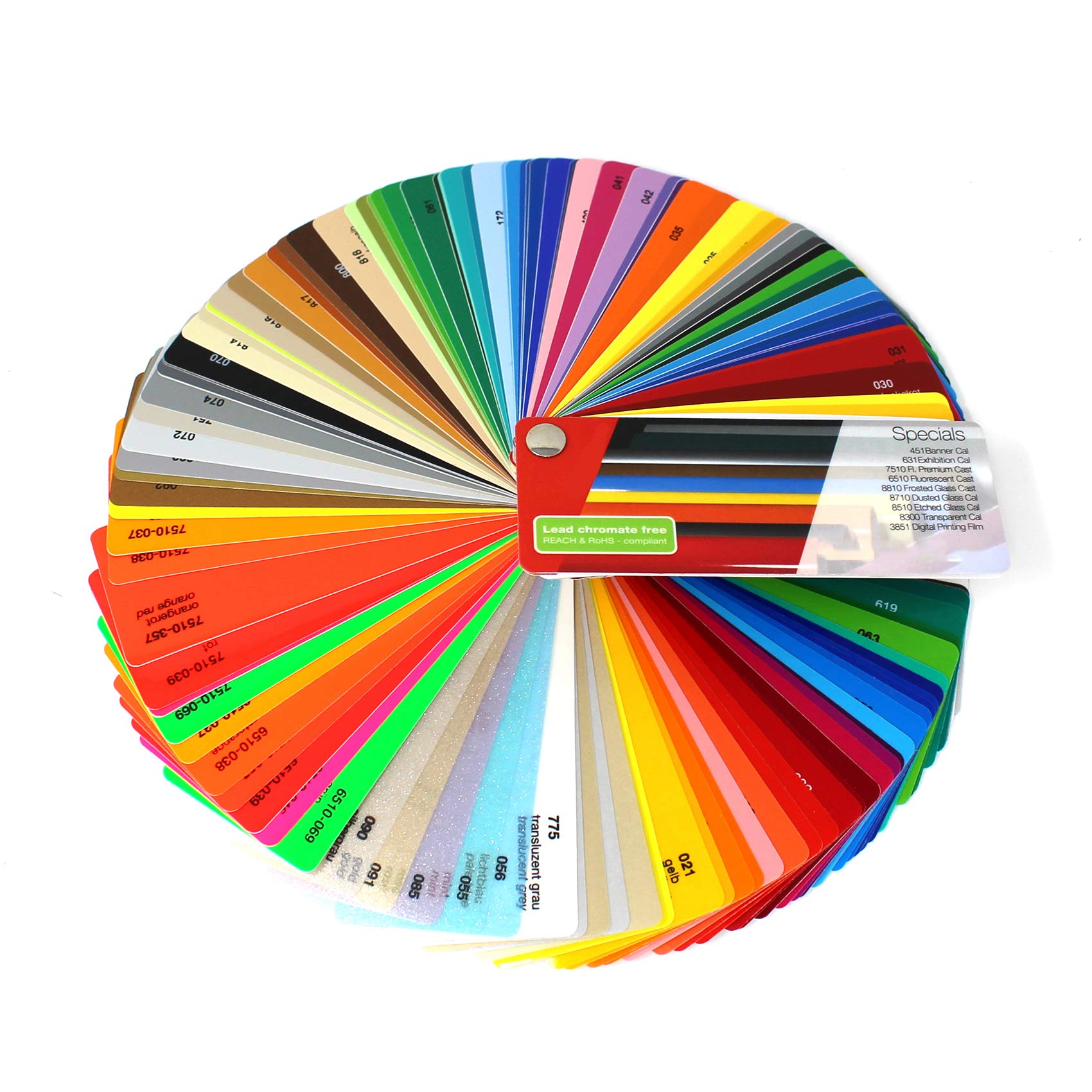 Finest Folia Colour fan for plotter film 970, 975, 951, 751 C, 651, 631/451/7510 plott car advertising film (Oracal Specials 451/631/7510/6510/8810/8710/8510/8300/3851)