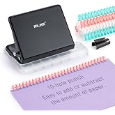 IMLIKE 10-Hole Binding Machine for Planners - Metal Manual Binding System with 10 Multi-Color 30-Hole Loose Leaf Binding Spines - Punches 26 Holes on B5, 30 Holes on A4, 20 Holes on A5 Paper - Black