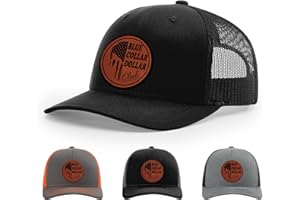 Blue Collar Dollar Club, Blue Collar Brotherhood, Gift for Blue Collar Man Hat, 112 Style Trucker Leather Patch Hat for Men &