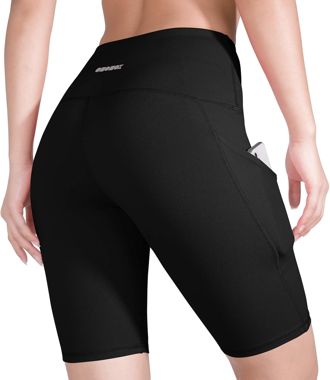 ODODOS High Waist Out Pocket Yoga Short Tummy Control Workout Running Athletic Non See-Through Yoga Shorts: Clothing