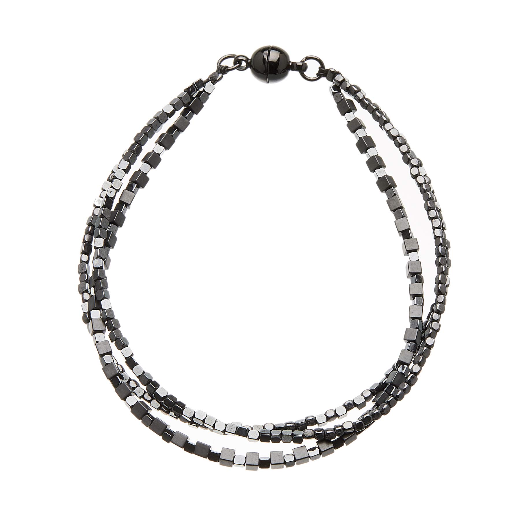 Bello London Bracelet with three strands of black and gunmetal grey coloured beads - Rafa B
