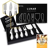 ICOSA Living Lunar 6-Piece Premium Stainless Steel Cheese Knife Set | Stainless Steel Handle. Versatile Cheese Knives Set, Charcuterie Board Accessories. 15 Festive Recipes. Gift-Ready