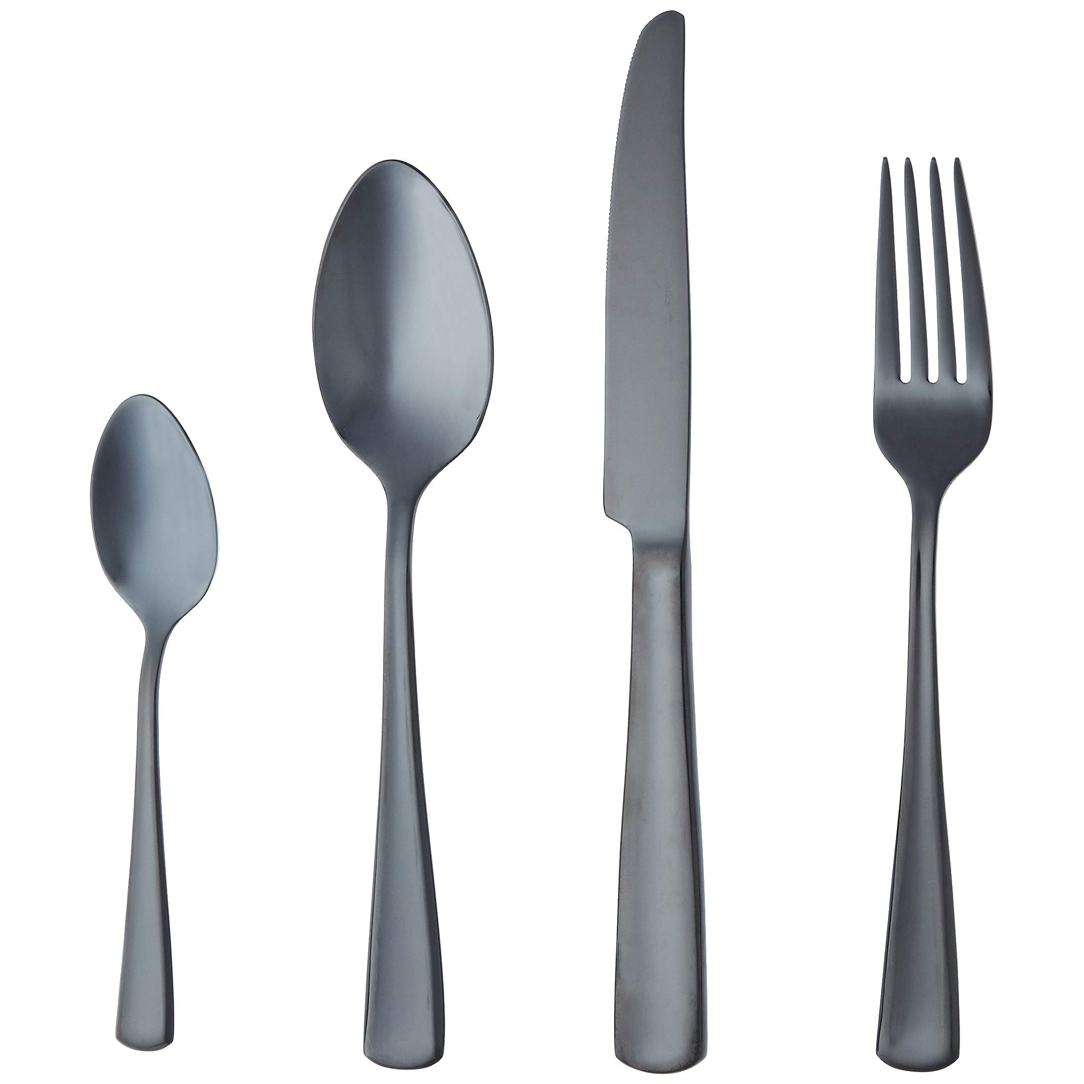 Amazon Basics 24-Piece Flatware Set, Black - Service for 6  [modern style]