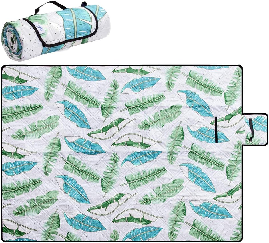 Aoosborts Picnic Blanket Water Resistant, Beach Blanket Sand Proof, Wind Proof with Stakes,Machine Washable Outdoor Blanket Mat